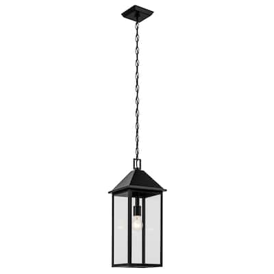 Prin 22 Inch 1 Light Outdoor Pendant with Clear Glass in Black