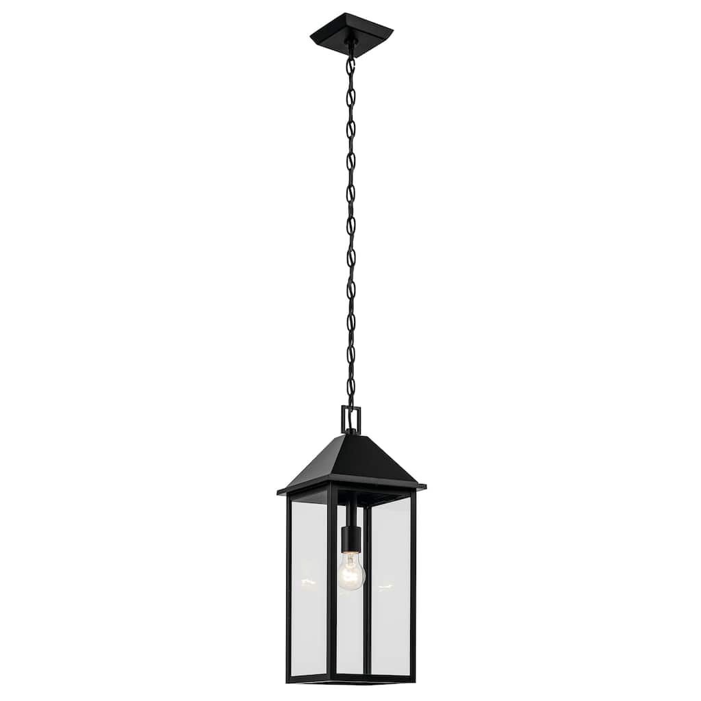 Prin 22 Inch 1 Light Outdoor Pendant with Clear Glass in Black