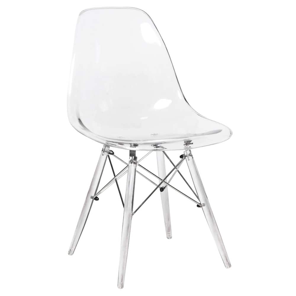 Dover Modern Ergonomic Acrylic Accent Side Chair with Eiffel-Style Legs for Dining Room, Kitchen, and Home Office - 32" Height