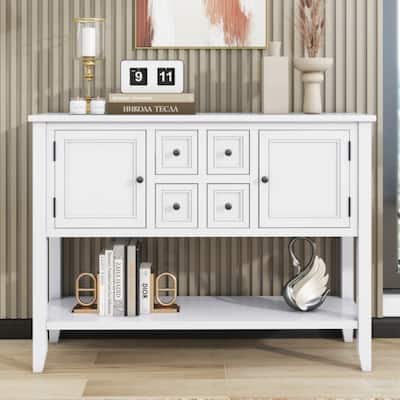Cambridge Series Ample Storage Vintage Console Table with Four Small Drawers and Bottom Shelf