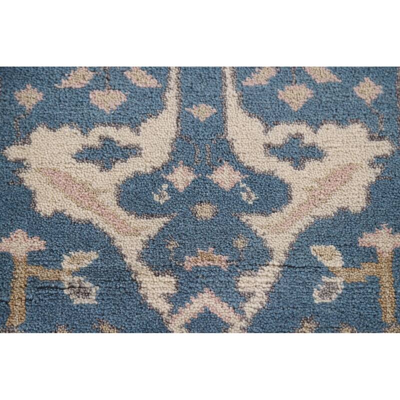 Blue Oushak Indian Runner Rug Handmade Wool Carpet - 2'6"x 9'9"