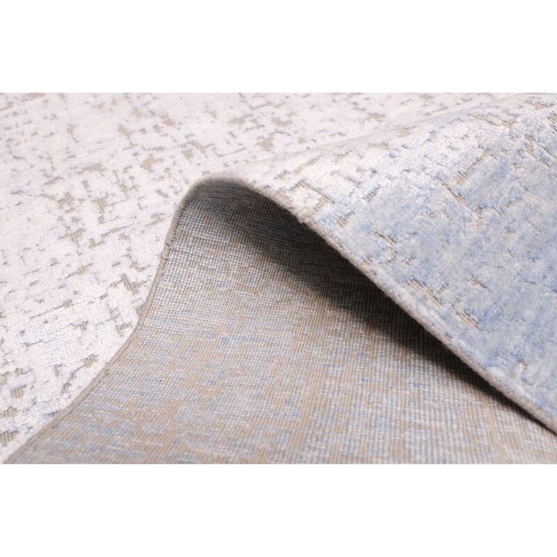 ECARPETGALLERY Hand-knotted Legacy Light Denim Blue Silk, Wool Rug - 2'6 x 8'11