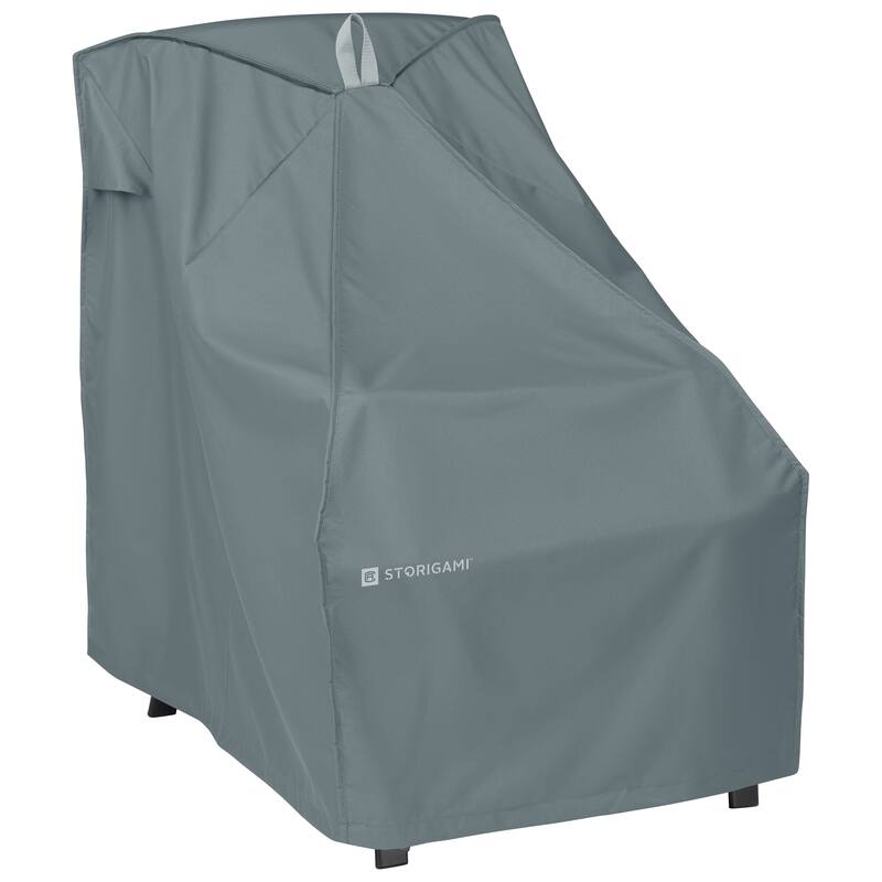 Classic Accessories Storigami Water-Resistant 26 Inch Easy Fold Patio High Back Chair Cover, Monument Grey