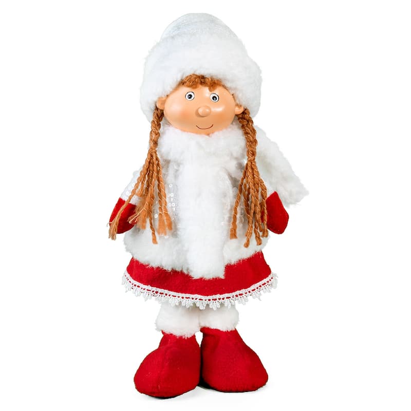 Girl in White Christmas Outfit Fabric Christmas Decoration