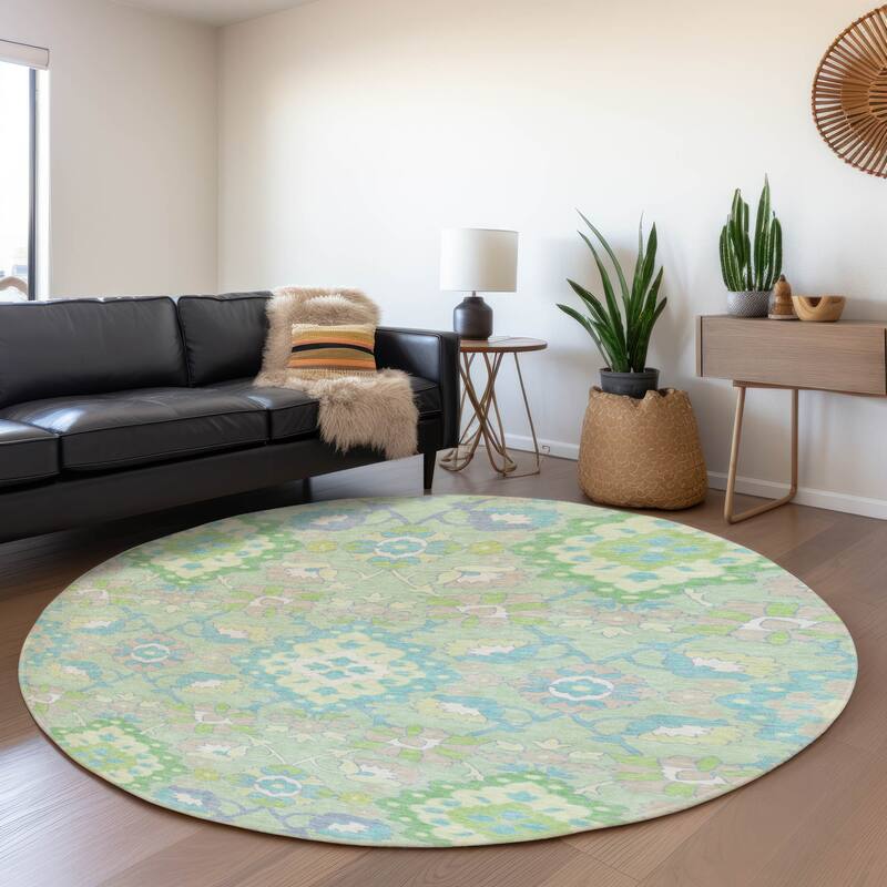 Premium Washable Super Soft Traditional Grace Mayfield Rug - Mint - 8' x 8'