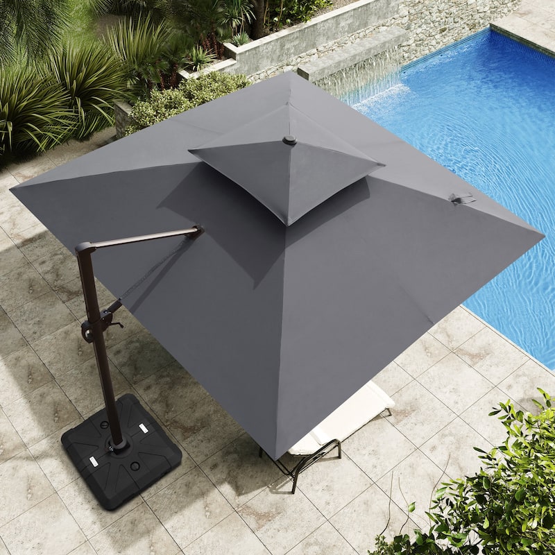11 x 11 FT Outdoor 360 Degrees Rotation Patio Cantilever Umbrella with Base