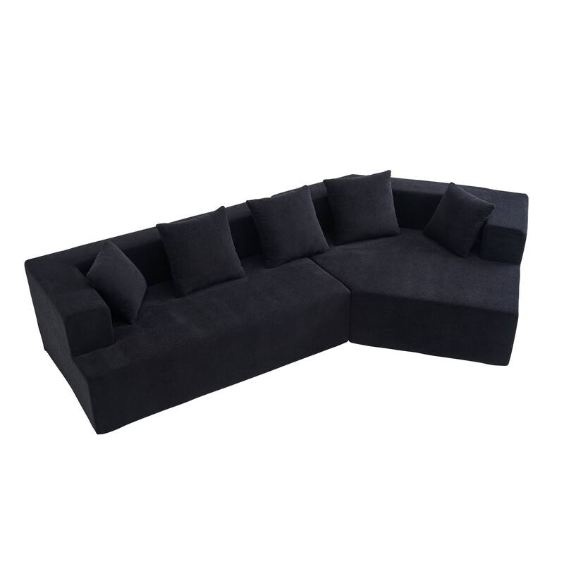 129.5" Chenille Memory Foam Sectional Sofa with Quick Rebound Foam