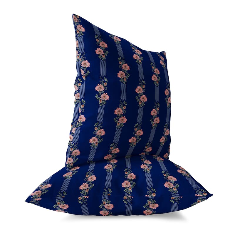 Blue And Pink Floral Luminosity Indoor/Outdoor Throw Pillow Zipper