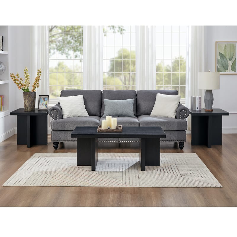 Roundhill Furniture Mchome 3-Piece Coffee Table Set, Coffee Table and Two End Tables