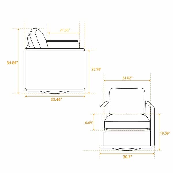 30.7"W Square Swivel Accent Chair, 360° Club Lounge Armchair