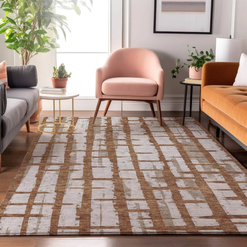 Premium Washable Super Soft Modern Contemporary Mayfield Rug - Paprika - 5' x 7'6"