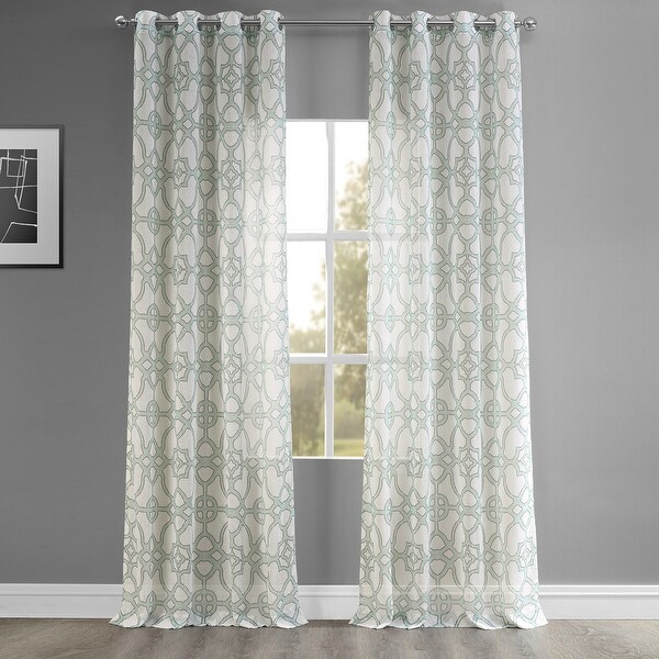 Exclusive Fabrics Sea Glass Grommet Printed Faux Linen ...