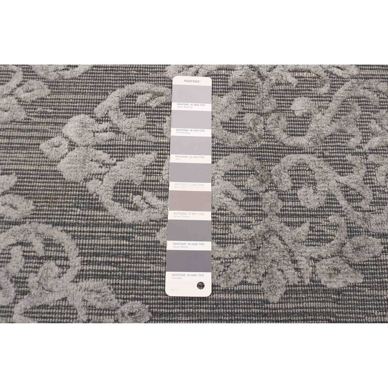 ECARPETGALLERY Hand Loomed Elysian Dark Grey Viscose, Wool Rug - 4'11 x 7'9