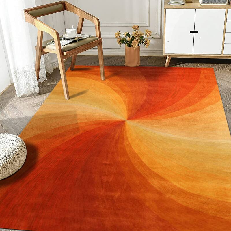 Orange Contemporary Abstract Swirl Area Rug - Elegant and Timeless Design - 4' x 6'