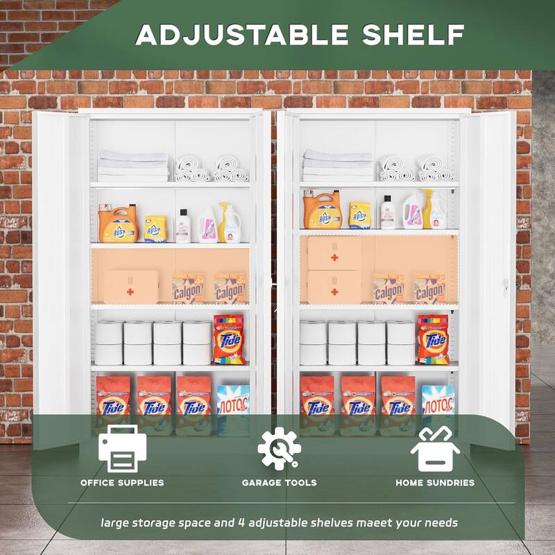 Garage Cabinet Tool Storage Workbenches with Locking Doors and Adjustable Shelves