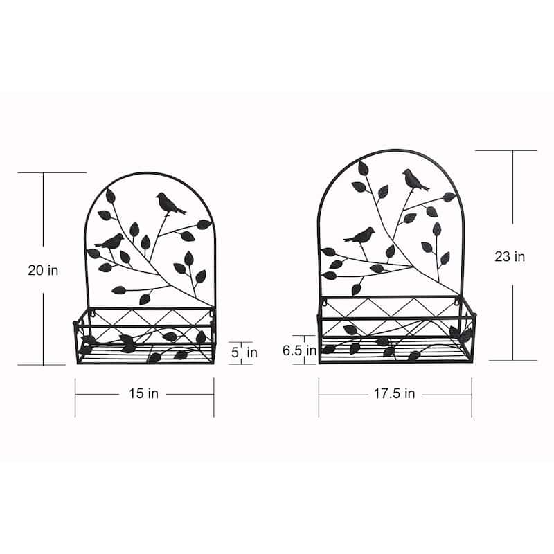 Arched Birds on Branches Cut Out Hanging Outdoor Garden Planter - 23" - Set of 2