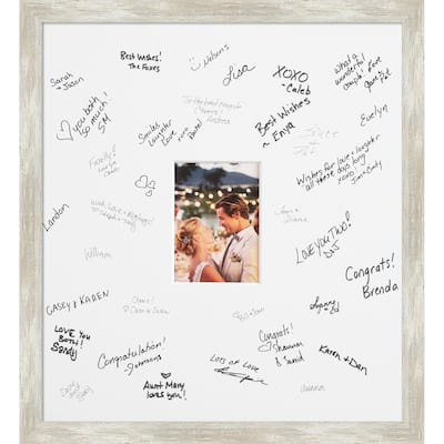 Metallic Signature Mat Picture Frame - Autograph Photo Frame Guest Book Alternative for Weddings, Graduations, or Retirement