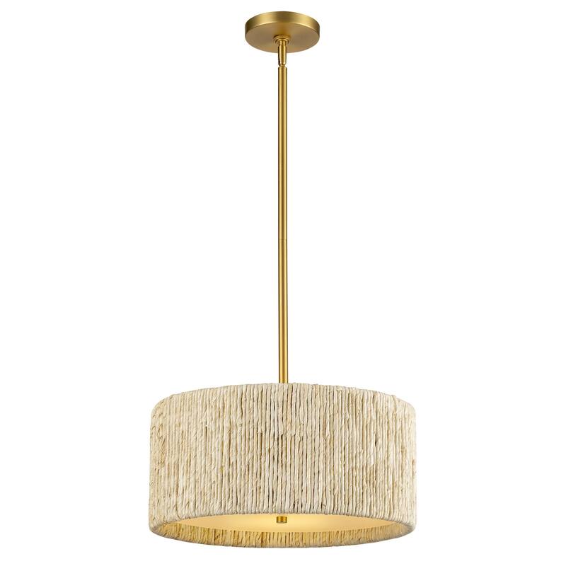 LamQee Rattan Kitchen Island Chandelier Corn Rope Woven Pendant