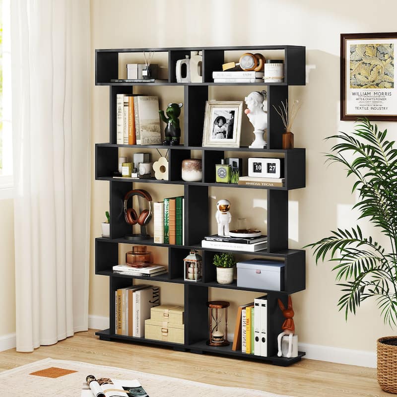 Gymax 2PCS 6-tier Storage Bookshelf Tall Display Shelf w/