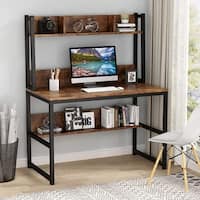 Home Office Desk Computer Desk Study Desk with Hutch and Shelves - On ...