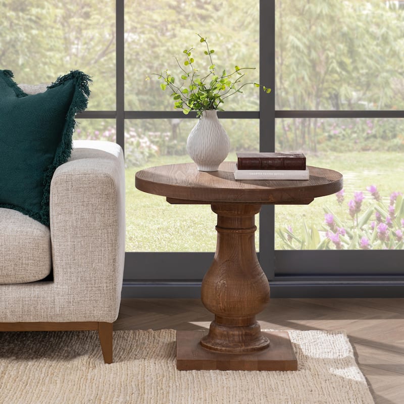 Carolina Reclaimed Wood Round End Table by Kosas Home