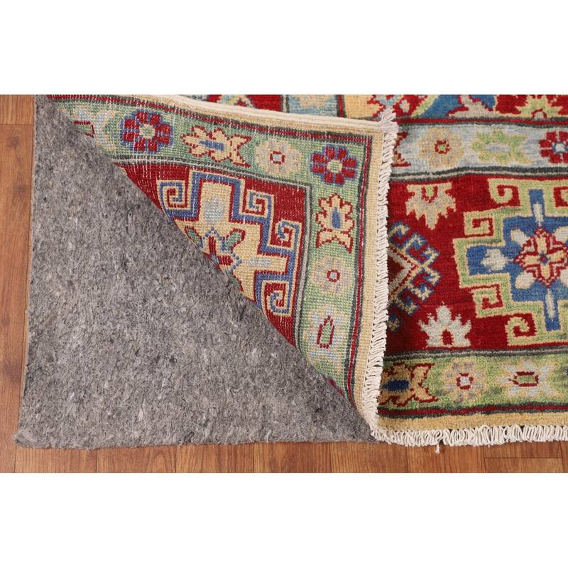 Kazak Oriental Area Rug Hand-Knotted Living Room Yellow Wool Carpet - 6'7" x 9'7"