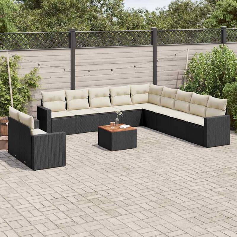 vidaXL Garden Sofa Set Black, Cream White - 115.2 x 115.2 x 27.2