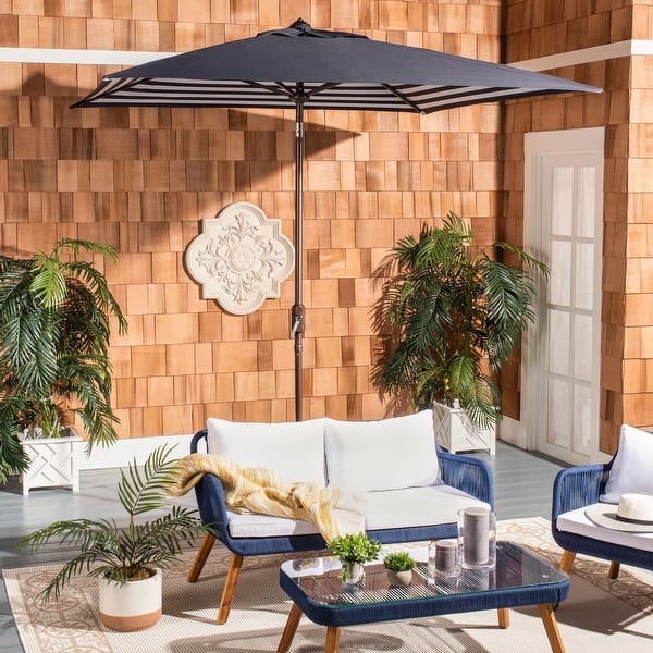 7 patio umbrella sale On 7.5FT Khaki Outdoor Table Umbrella,Market Umbrella with Push Button Tilt and Crank for Garden, Lawn, Deck, Backyard & Pool Air flows freely through an open space at the top of the canopy and creates a cooling cross breeze while adding extra stability against heavy winds;CLASSIC OUTDOOR DECOR Safavieh Athens 7.5 ft Square