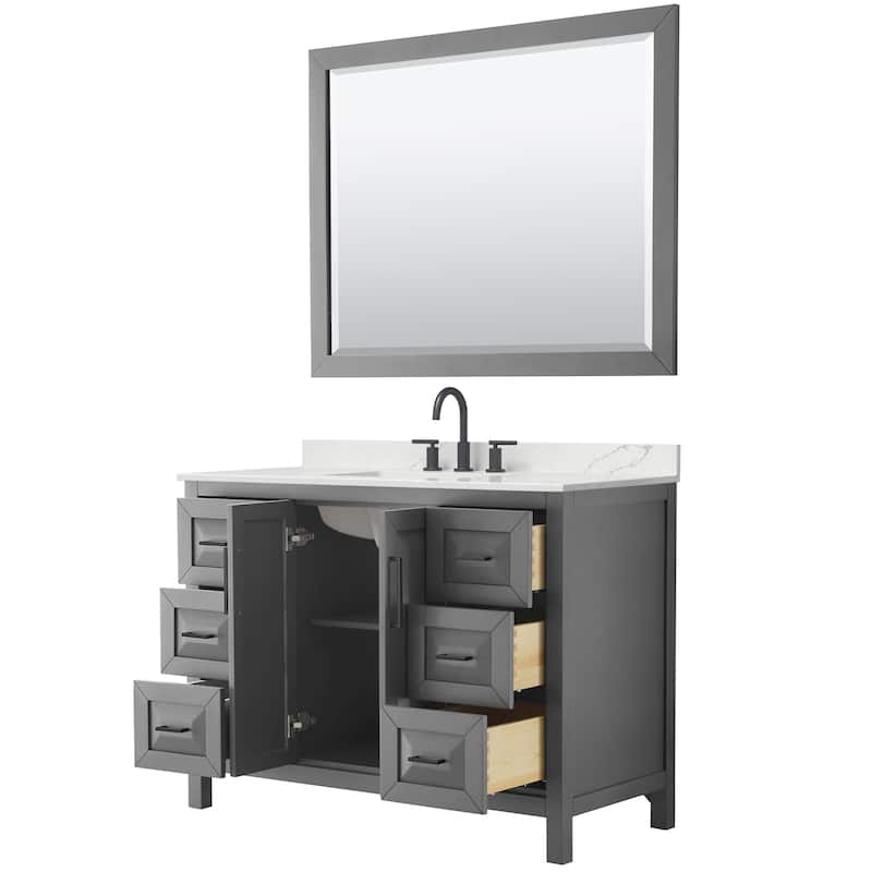 Daria 48-inch Single Vanity, 3 Hole Quartz Top, 46-inch Mirror