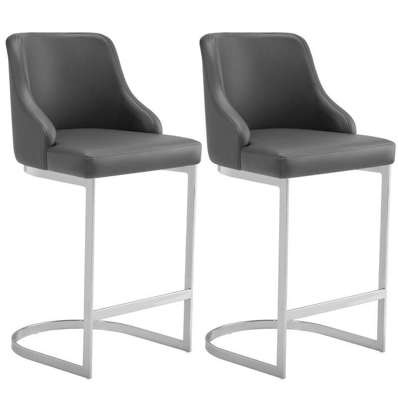 25.8'' Velvet/Leather Counter Height Bar Stools, Set of 2/3 - 36.6"H x 18.9"W x 20.5"D