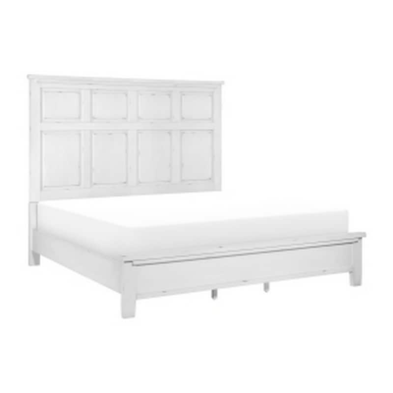 Gemi Queen Size Bed with Headboard, Footboard, Clean Design White Wood