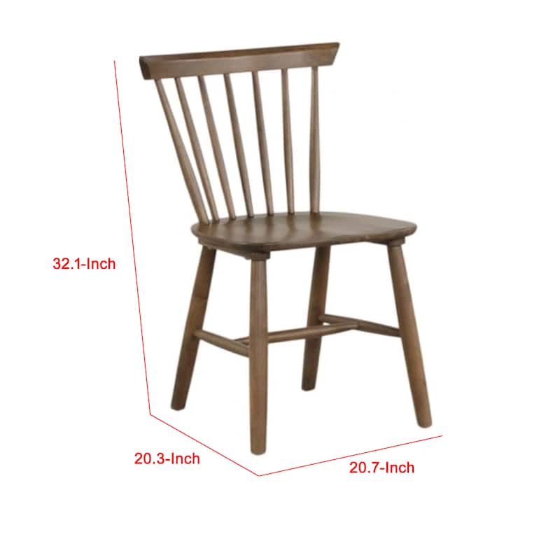 Baylee Side Dining Chair Set of 2, Spindle Back, Tapered Legs, Walnut Wood