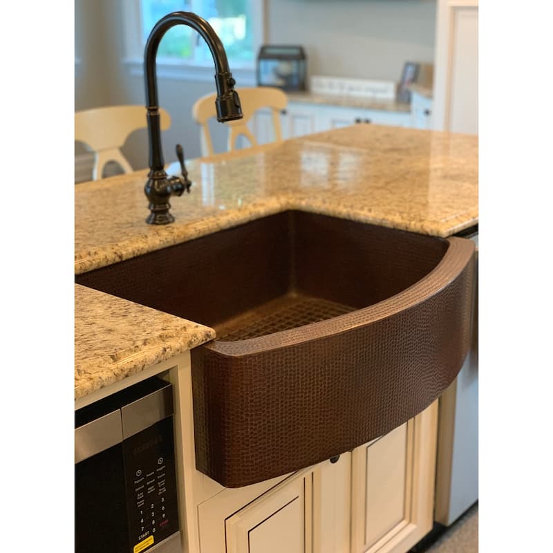 30-in Hammered Copper Rounded Apron Front Single Basin Kitchen Sink (KASRDB30249)