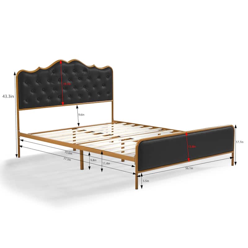 Full Queen King size metal frame bed bedroom