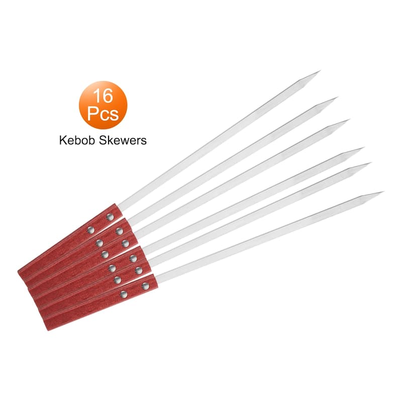 16pcs Kebob Skewers 34.5cmx10mmx2mm Flat Sticks with Wood Handle - 134.5cmx10mmx2mm