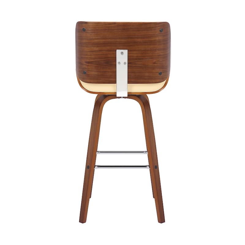 Tyler Mid-Century Swivel Bar Stool, Upholstered Counter Height Chair with Bentwood Legs