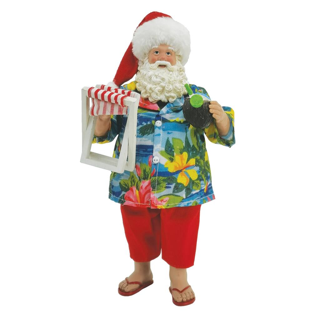 10" Santa and His Beach Chair - Blue