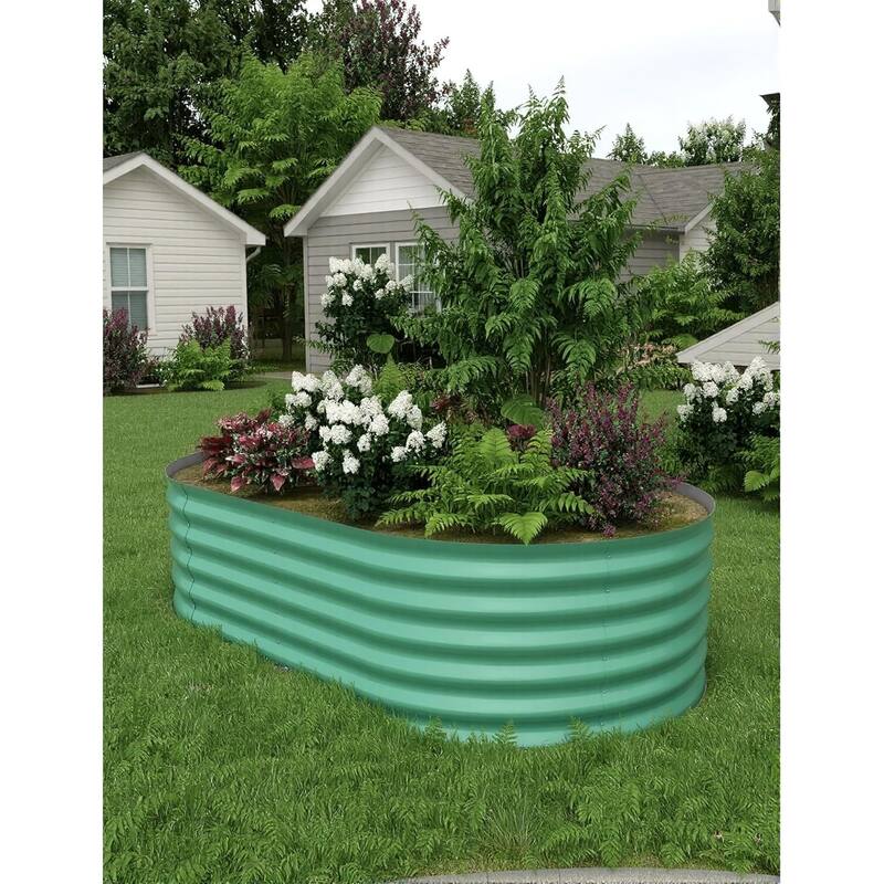 Galvanized Raised Planter Boxes Outdoor, for Vegetables, Fruits, Flower - Green - 8x4x1.5ft