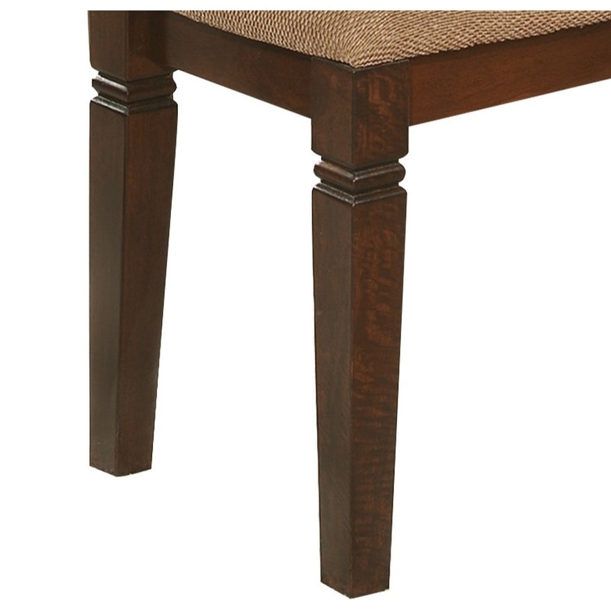 Transitional Style Dining Bench Wooden Frame Espresso Finish Fabric Seat