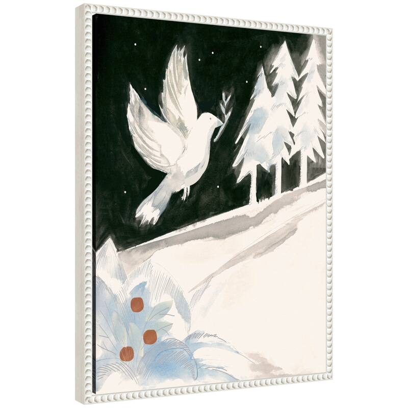 Kate and Laurel Sylvie Beaded Peace Dove Framed Canvas by Teju Reval - 18x24