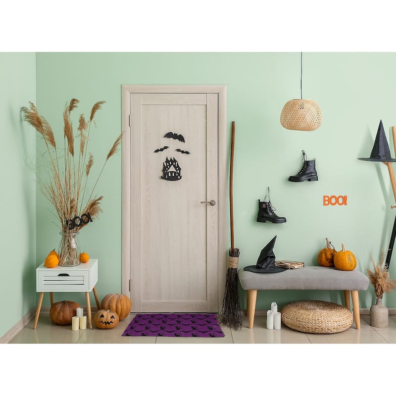 Cats and Bats Halloween Chenille Rug, 18" x 30"