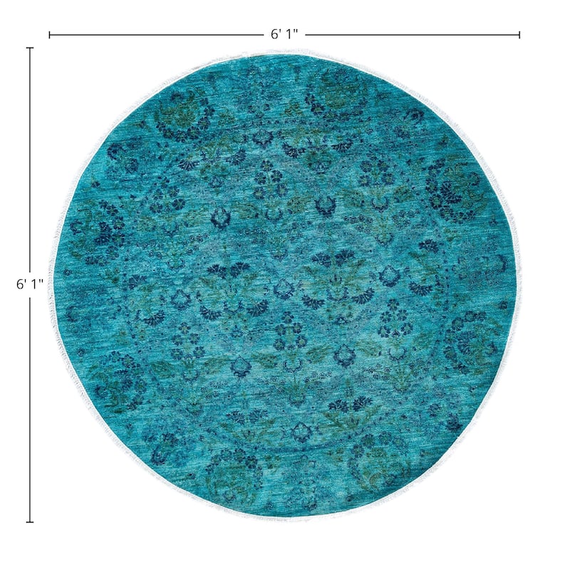 Vibrance One-of-a-Kind Hand-Knotted Area Rug - Blue, 6' 1" x 6' 1" - 6' 1" x 6' 1"