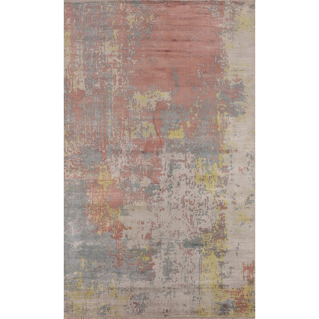 Contemporary Colorful Abstract Area Rug Handmade Wool Carpet - 4'10"x 7'4"