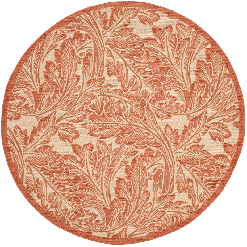 SAFAVIEH Courtyard Reineke Indoor/ Outdoor Waterproof Rug - 6'7" Round - Natural/Terra