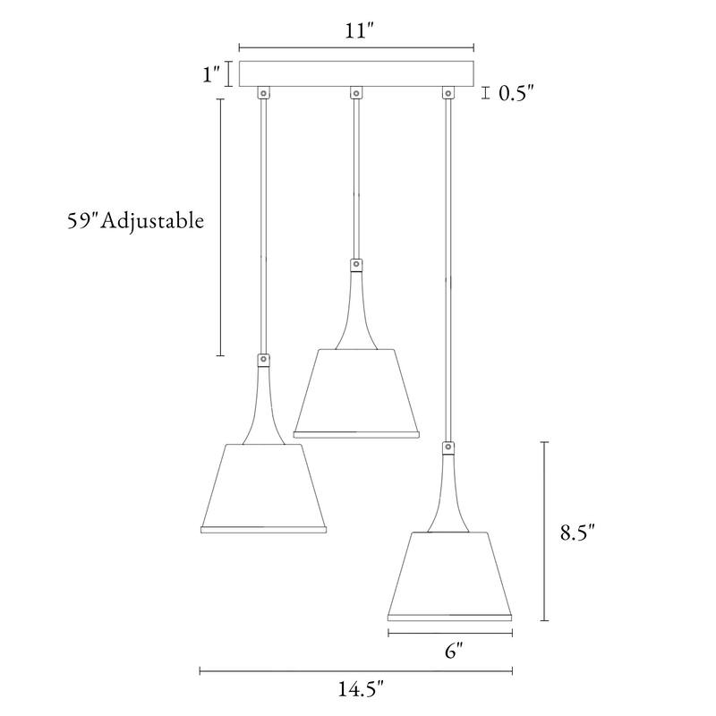 Nisa Modern Gold 3-Light Chandelier Island Pendant for Kitchen Island Foyer