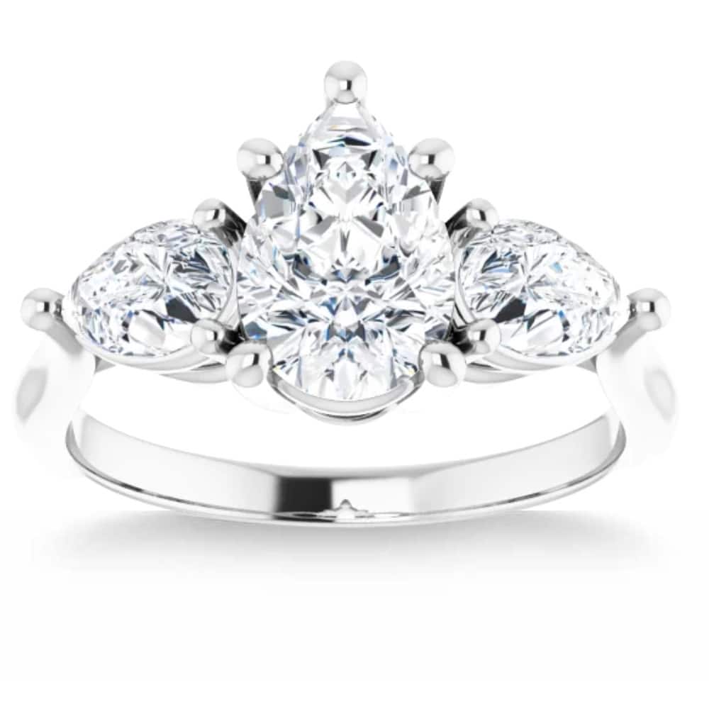 Bliss Diamond 2Ct TW Pear Shape Three Stone Diamond Engagement Ring in Gold Lab Grown