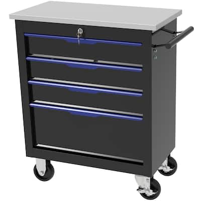 Rolling Tool Chest, 4-Drawer Rolling Tool Box Steel Storage Cabinet With Wheels, Multifunctional Tool Cart