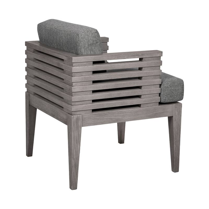 Vivid Solid Eucalyptus Wood Outdoor Patio 5 Piece Dining Set with Olefin Cushions