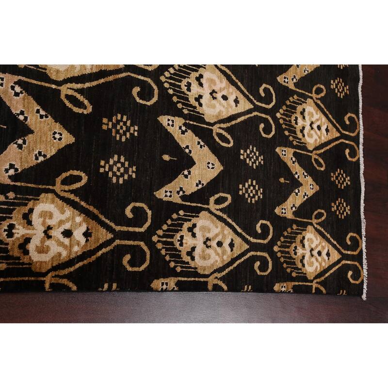 Geometric Oriental Gabbeh Kashkoli Area Rug Hand-knotted Wool Carpet - 7'10" x 11'3"