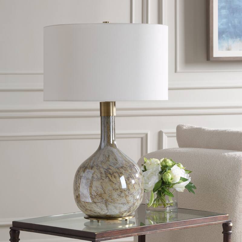 Uttermost Rhine Brown Glass Table Lamp - 27.25'' H X 17'' W X 17'' D